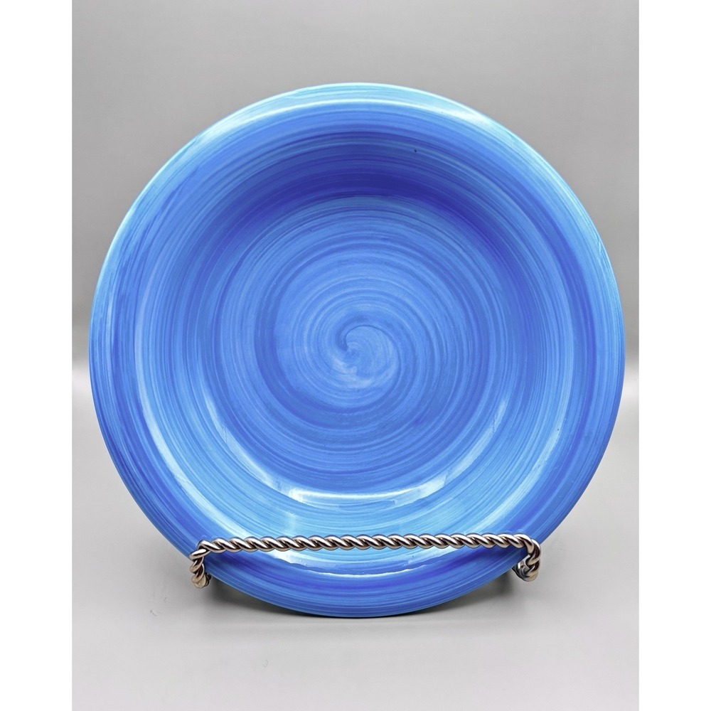 Set of 8 Gibson Everyday Blue Swirl Hand Painted Coupe Soup Pasta Bowls 8.25" EC